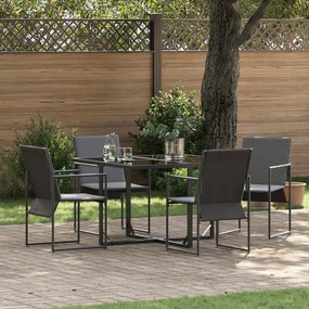 Conjunto de Jantar de Jardim com 6 Peças e Almofadas em Aço e Textileno
