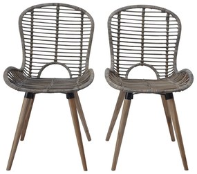 Cadeiras de jantar 2 pcs vime genuíno castanho