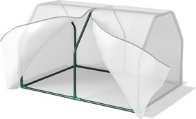 Outsunny Estufa de Jardim Terraço 99x71x60cm Estufa Pequena com Zíper pra Cultivos de Plantas Estrutura de Aço Cobertura PE Branco | Aosom Portugal