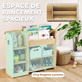 Móvel de arrumação infantil de 3 níveis 92 x 29 x 79 cm, estante para brinquedos com prateleiras abertas, natural