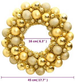 Guirlanda de Natal 45 cm poliestireno dourado