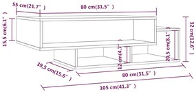 Mesa de centro 105x55x32cm derivados de madeira cinzento sonoma