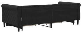 Sofá-cama com gavetão e gavetas 90x200 cm veludo preto