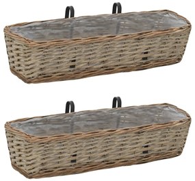 Floreira de varanda 2 pcs vime com revestimento a PE 60 cm
