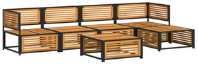 6 pcs conjunto de sofás de jardim com almofadões acácia maciça