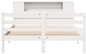 Cama com estante sem colchão 140x200 cm pinho maciço branco