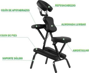 Cadeira de massagem dobrável ajustável em altura ajustável para tatuagens Cadeira de estética para SPA Leve e portátil com saco de transporte 46 x 54,
