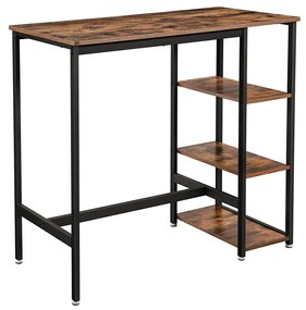 Mesa de bar VASAGLE, mesa de cozinha, mesa de jantar com 3 prateleiras, estrutura de aço estável, para bar, festa, adega, restaurante, 109 x 60 x 100 cm, estilo industrial, fácil de montar, marrom rústico LBT11X