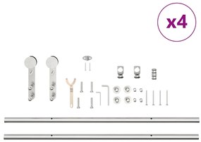 Kit ferragens p/ porta deslizante 366cm aço inoxidável prateado