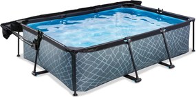 Piscina Stone 220x150x65cm com bomba de filtragem e cobertura - cinzenta