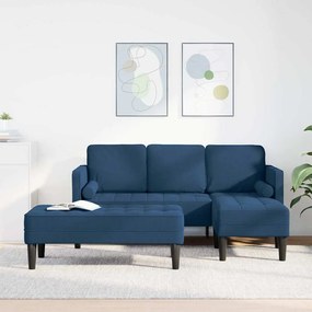 vidaXL Conjunto de Sofá de 2 Peças com Almofadas em Tecido Azul