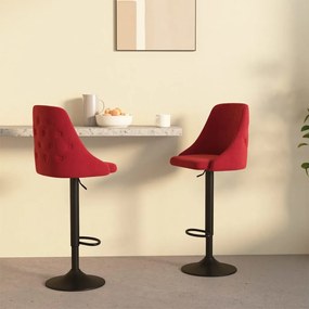vidaXL Bancos de bar 2 pcs veludo vermelho tinto