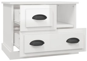 Mesa de cabeceira 60x39x45 cm branco brilhante