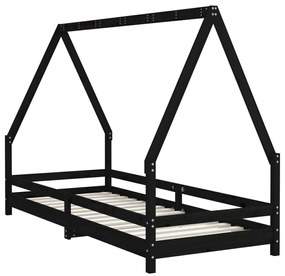 Estrutura de cama infantil 90x200 cm pinho maciço preto