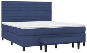 Cama com molas/colchão 180x200 cm tecido azul