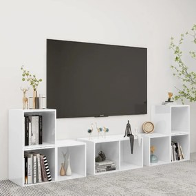 6 pcs conjunto de móveis para TV contraplacado branco
