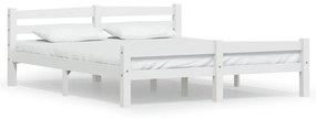 Estrutura de cama em pinho maciço 160x200 cm branco