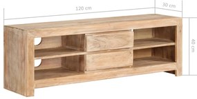 Móvel TV madeira de acácia maciça 120x30x40 cm castanho claro