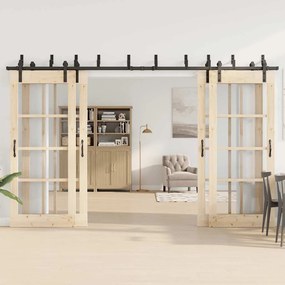 Kit de ferragens para porta deslizante 366 cm aço preto