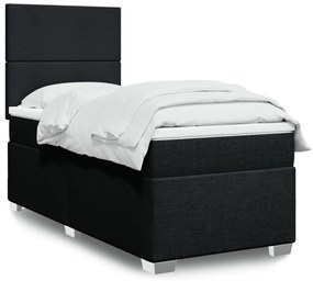 Cama com molas/colchão 90x200 cm tecido preto
