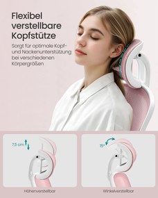 Cadeira de escritório ergonómica com função de baloiço rosa pastel