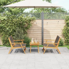Cadeiras de Jardim com Mesa Conjunto 3 peças Cinza Madeira Sólida de A