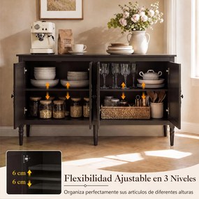Aparador de Sala, 148 x 39,5 x 80,5 cm, 4 Portas, Castanho