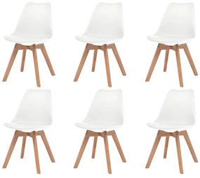 vidaXL Cadeiras de jantar 6 pcs plástico branco