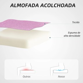 Cadeira de Escritório sem Apoio para os Braços Estofada em Linho Sintético com Altura Ajustável 53x43x85-93 cm Rosa