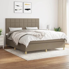vidaXL Cama com molas/colchão 180x200 cm tecido castanho-acinzentado