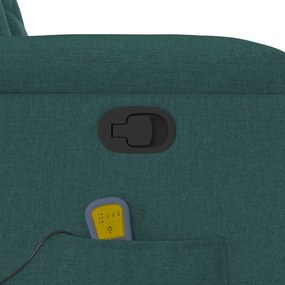 Poltrona de massagens reclinável tecido verde-escuro
