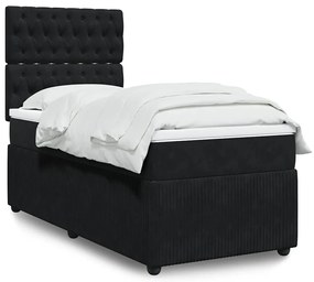 Cama com molas/colchão 90x200 cm veludo preto