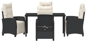 Conjunto de Jantar de Jardim de 5 Peças Vime PE Preto
