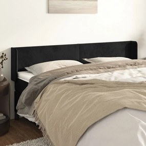 Cabeceira de cama c/ abas veludo 203x16x78/88 cm preto