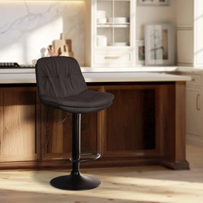 Banco de bar em tecido com estrutura preta 92-113 x 46 x 54 cm cinzento escuro