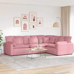 vidaXL Sofá modular com almofadas veludo rosa