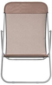 Cadeiras praia dobráveis 2pcs textilene/aço revest. pó castanho