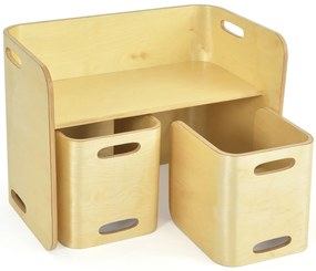 Conjunto de mesa e cadeiras para crianças com tampo de mesa espesso e superfície lisa para casa, escola, jardim de infância 68,5 x 40 x 50 cm Natural