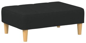 Sofá-cama de 2 lugares com apoio de pés tecido preto