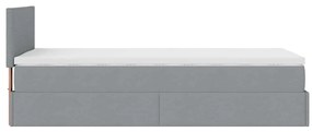Cama Otomana com colchão &amp; LEDs 90x200 cm tecido cinzento claro