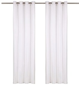 134318 vidaXL Cortinas com argolas de metal 2 pcs algodão 140x225 cm branco