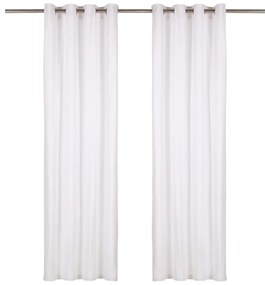 134318 vidaXL Cortinas com argolas de metal 2 pcs algodão 140x225 cm branco
