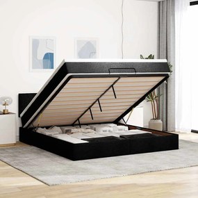 vidaXL Estrutura de cama otomana com colchão 180x200 cm tecido preto