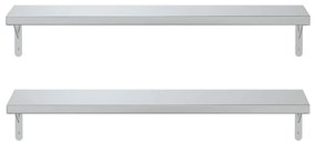 Prateleiras de parede 2pcs 100x23,5 cm aço inoxidável prateado