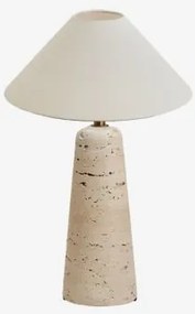 Candeeiro De Mesa Em Travertino Davise Travertino & Branco Mate Ø35 Cm - ↑15 Cm Graciela - Sklum