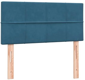 Cama com molas/colchão 80x220 cm veludo azul-escuro