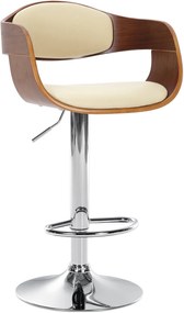 Banco de bar Kingston em couro sintético 50 x 88-102 x 48 cm Nogueira + Creme