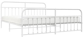 Estrutura de cama com cabeceira e pés 193x203 cm metal branco