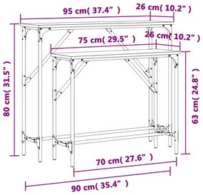 Consola de Entrada Simone - 2 Mesas - 95 x 26 x 80 cm / 75 x 26 x 63 c