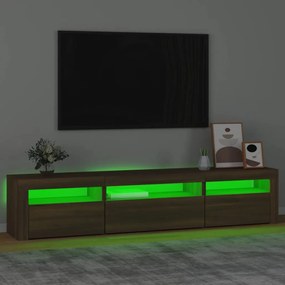 Móvel de TV com luzes LED 195x35x40 cm Carvalho Marrom